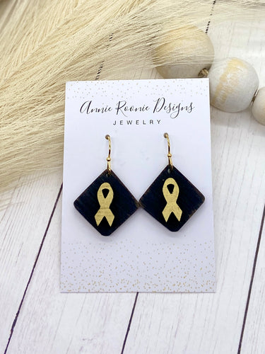 Handpainted Wooden Childhood Cancer Awareness Earrings