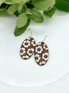 Handpainted Wooden Floral Oval earrings