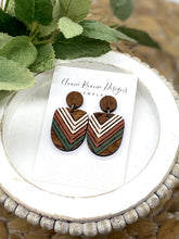 Load image into Gallery viewer, Handpainted Wooden Thin Chevron Boho Dangle earrings