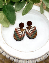 Load image into Gallery viewer, Handpainted Wooden Thin Chevron Boho Dangle earrings