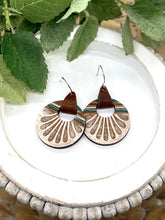 Load image into Gallery viewer, Handpainted Wooden Striped Scallop Hoop earrings