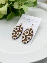 Load image into Gallery viewer, Handpainted Wooden Floral Oval earrings