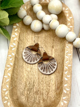 Load image into Gallery viewer, Handpainted Wooden Striped Scallop Hoop earrings