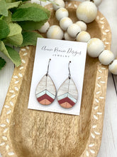 Load image into Gallery viewer, Handpainted Distressed Wooden Teardrop earrings