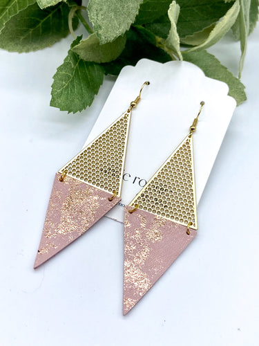 Rose Gold Double Triangle Earrings