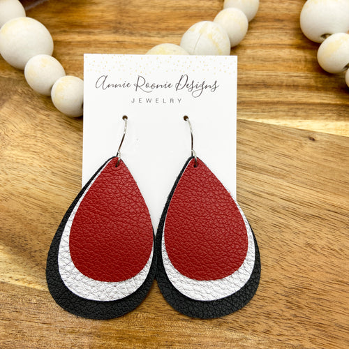 Triple Leather Teardrop earrings